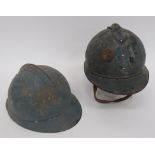 Two WW1 French 'Adrian' Pattern Steel Helmets