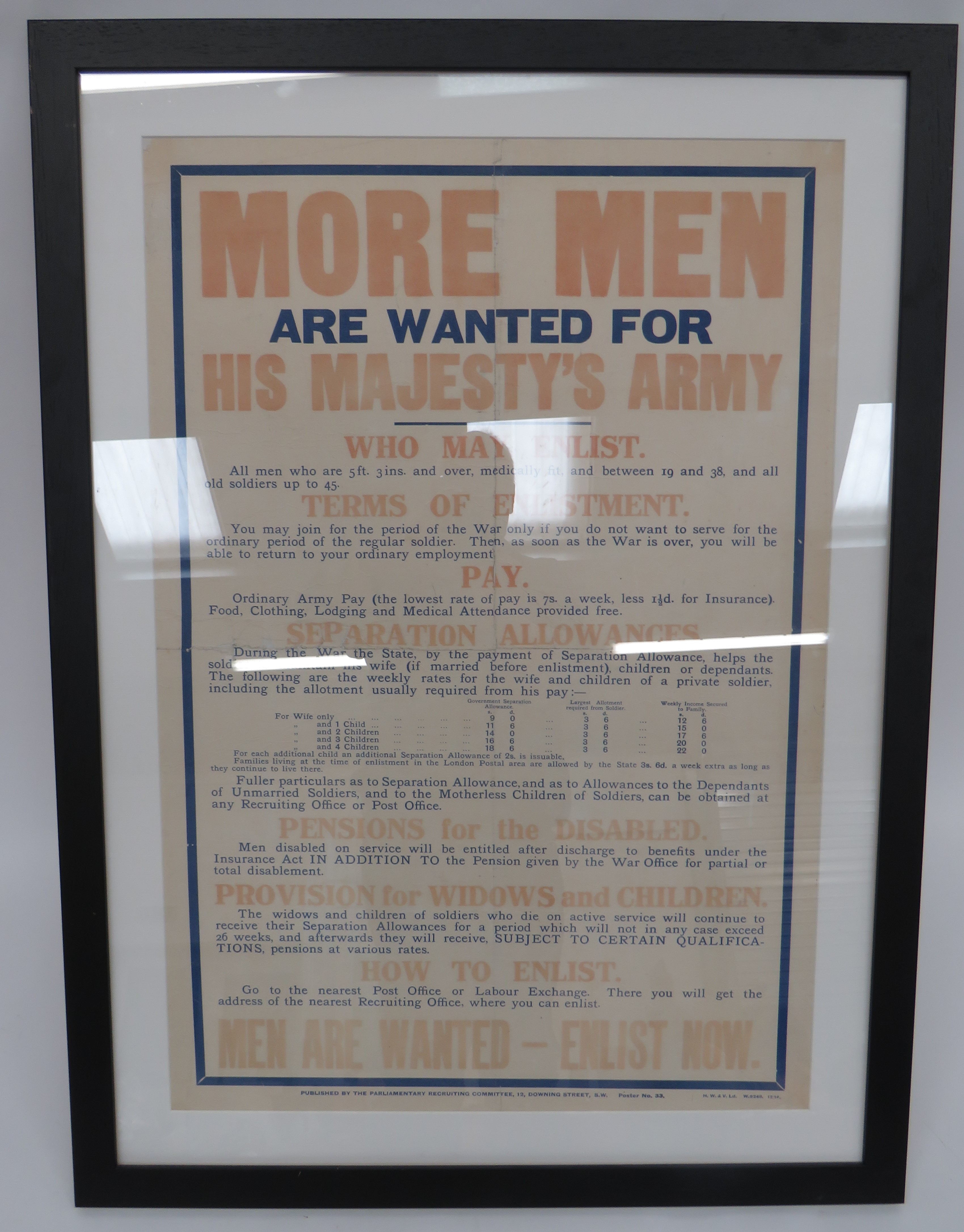 Early WW1 'More Men Are Wanted For His Majesty's Army' Recruiting Poster