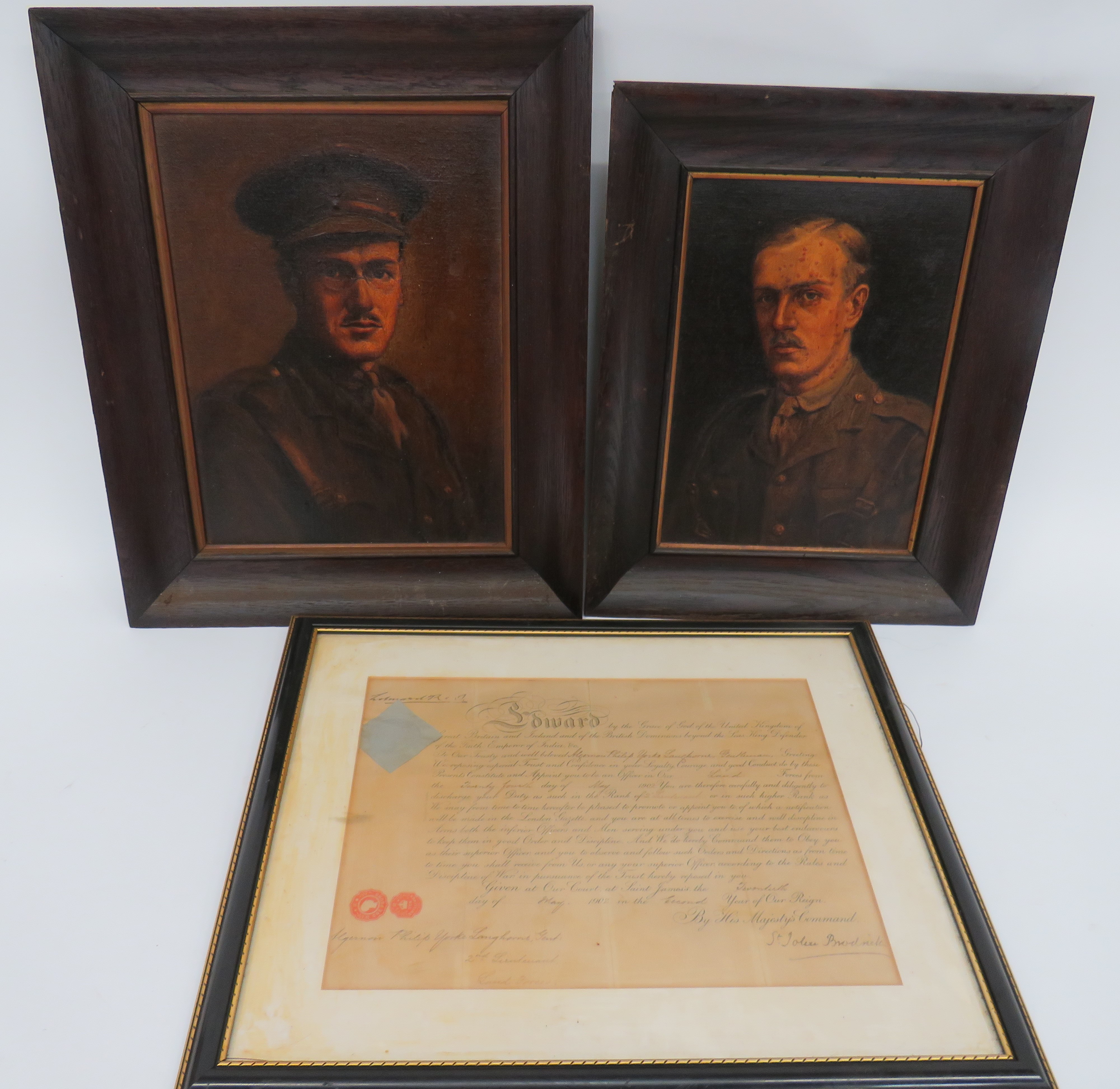Two WW1 Oil Paintings of Infantry Officers