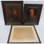 Two WW1 Oil Paintings of Infantry Officers