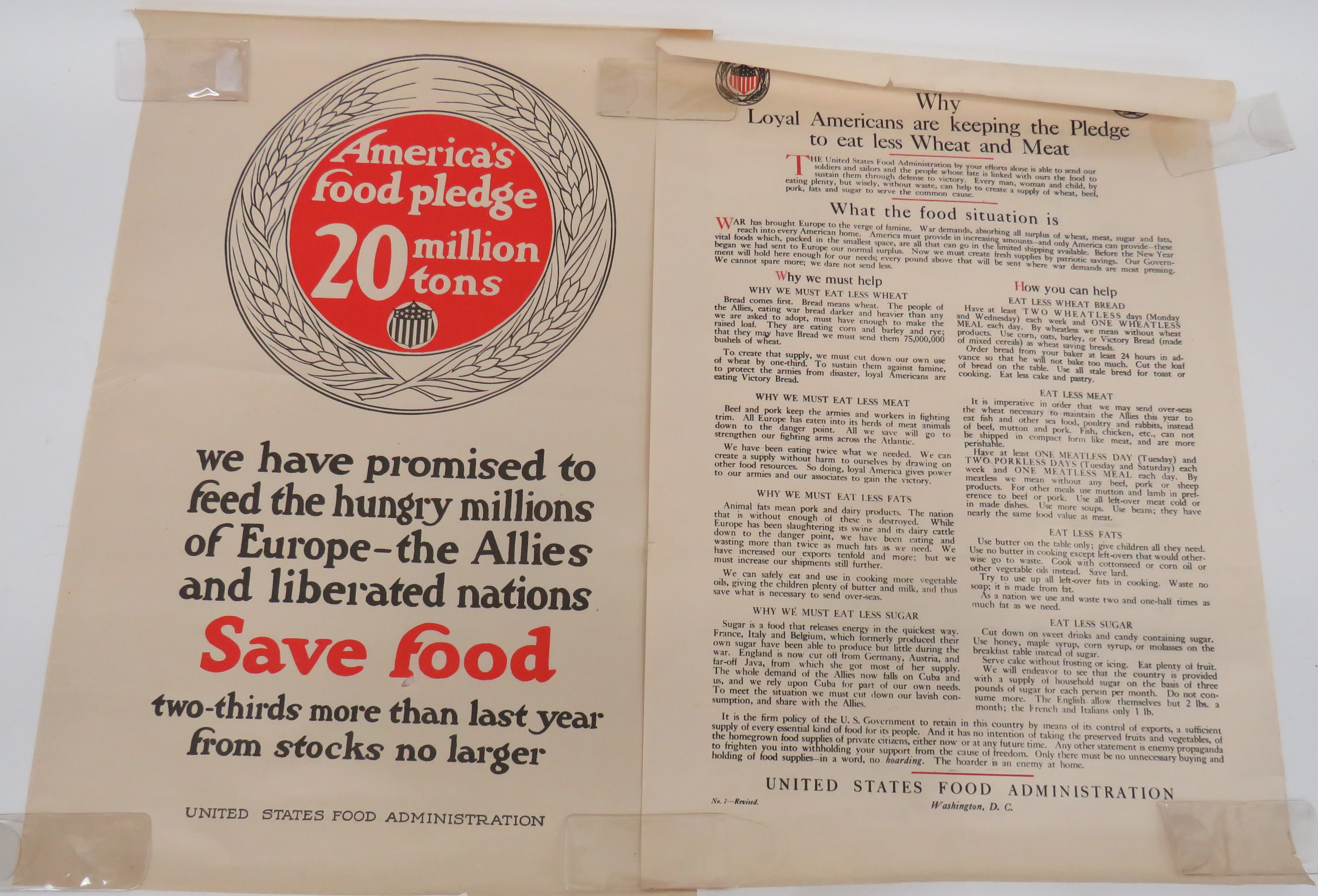 Two WW2 American 'Food Pledges' Posters