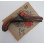 Early 19th Century Flintlock Greatcoat Pistol by 'Smith London'