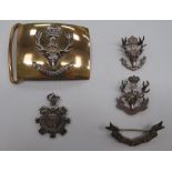 Small Selection of Seaforth Highlanders Badges Including Silver