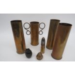 Inert WW1 Mills No 5 Grenade and Various Shell Cases