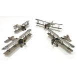 1930's /1940's Four Scratch Built Wood Models of RAF Biplane Aircraft