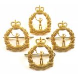 Royal Observer Corps Officer's Gilt Cap Badges.