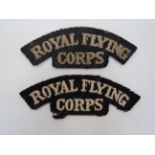 Two Royal Flying Corps Embroidery Shoulder Titles