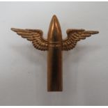 RAF Air Gunner's winged bullet brass arm badge circa 1923-39.