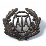 WW2 Air Transport Auxiliary ATA Silvered Metal Cap Badge.