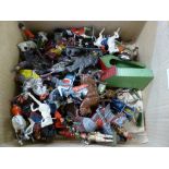 A large collection of vintage diecast lead figures, comprising of Knights, soldiers etc, to