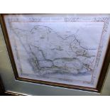 A glazed and framed map of The Cape of Good Hope, South Africa 27.5cm x 35cm.