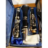 A cased Buffet Paris clarinet.