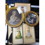 Six framed and glazed vintage prints depicting women (6).