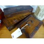 A French early 19th century satinwood work box, the squat, sarcophagus shaped box with polished