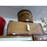 A wicker luggage case together with a vintage Pearkes & Sons hat box (2)