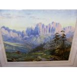 Clifford George Blampied 'Rosengarten Dolomites' watercolour 20.5cm x 25.5cm.