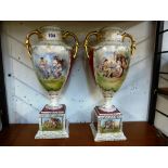 A pair of Sitzendorf porcelain Paris-style vases.,