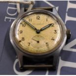 A Cortebert British Army issue WW2 gentlemans wrist watch, stainless steel manual wind with cal