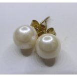 A pair of 9ct gold and pearl stud earrings