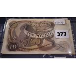 Bank of England - Five and Ten Pound banknotes, Five Pound, serial number J75 509225, blue & white