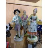 Three Dresden porcelain figures, with blue painted factory marks and impressed numerals, 5¾in. to