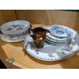 Copeland - Spode Bone China in the 'Peplow' pattern plates and platter, together with a Mason's