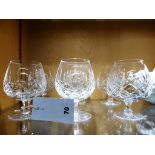 A matched set of six cut glass brandy balloons, inc. a pair by Waterford