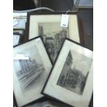 A selection of signed early 20th century etchings by Hubert Robert, Hugh Paton, Cyril grey and E.