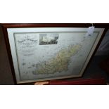 A framed coloured map print of Guernsey, pub. James Cochrane, April 1832, 22 x 27in. (56 x 68.5cm.)