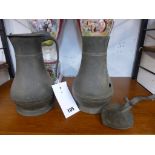 A matched pair of 18th century Channel Islands pewter measures, quart size, maker A. Carter, one