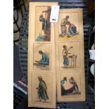 A set of six unframed watercolours of Turkish characters (6)