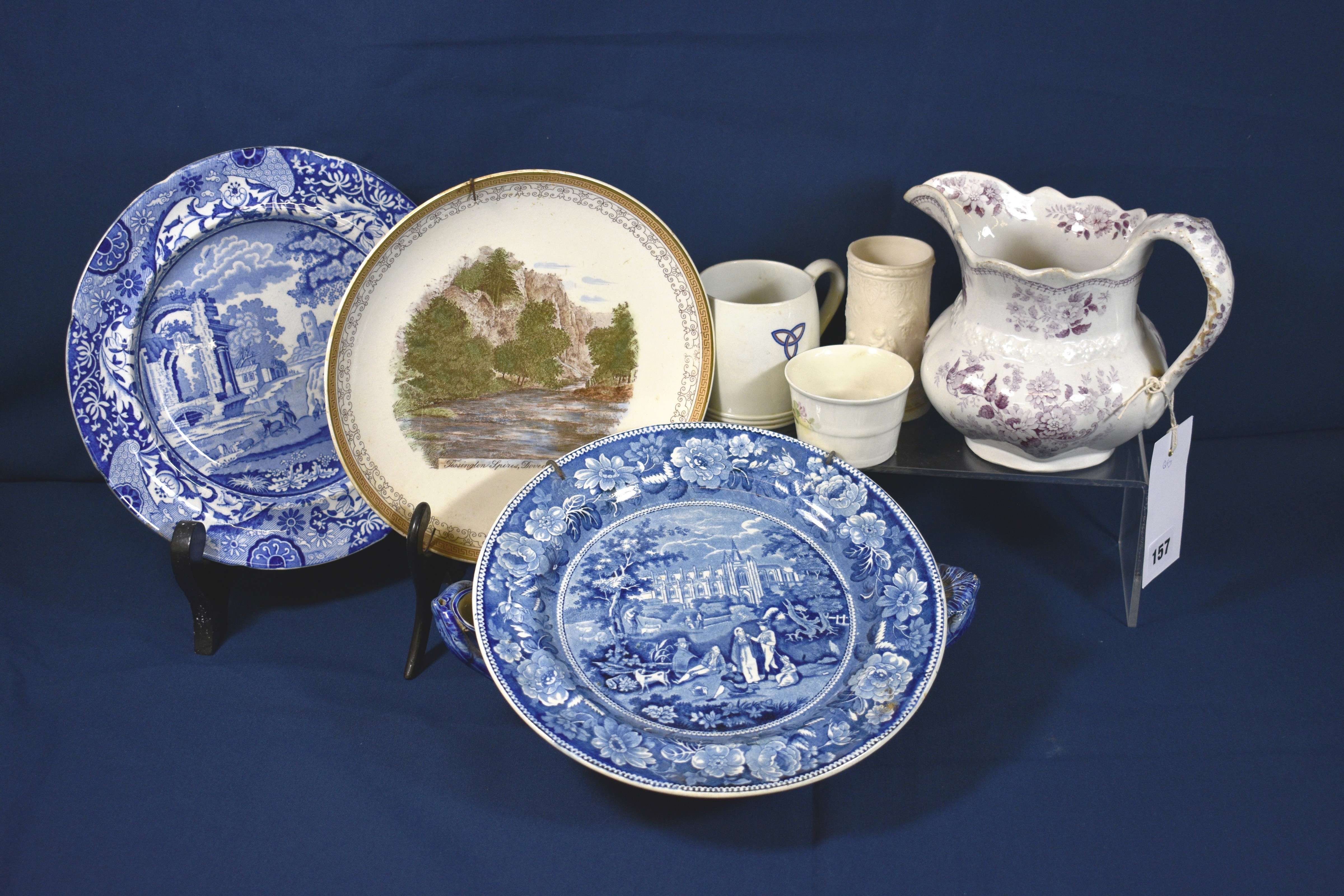 A small group of various antique ceramics comprising of a Royal Worcester bone china, Blue Tit