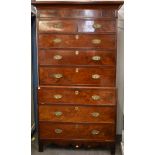 A Regency Channel Islands inlaid mahogany chest on chest