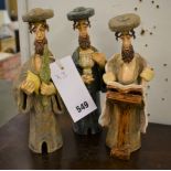 Three studio pottery figures of Jewish men from antiquity. Each 21.5 cm to 22.5 cm high, signed