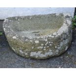 A weathered granite D trough 28 x 19in