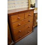 A Victorian mahogany rounded chest of two short over three long drawers. 95cm wide.