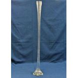 A tall clear glass lily vase by JM Glass, Portugal, 31 1/2in. (80cm.) high.