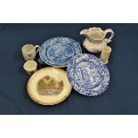 A small group of various antique ceramics comprising of a Royal Worcester bone china, Blue Tit