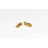 A pair of 9ct gold ormer shell earrings (missing one butterfly)