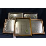 Five modern retro style rectangular convex mirrors by Clark Eaton each measuring 18 1/4 x 15 1/4in