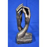 An Austin Products bronzed plaster copy of Rodin's sculpture, 'The Cathedral', impressed mark and