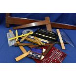A collection of vintage and antique Draftsmans tools comprising of a c1950's cased Riefler A58