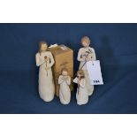 A quantity of various Demdaco Willow Tree figures (5)