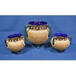 A set of three Royal Doulton Lambeth cauldron pots (3)