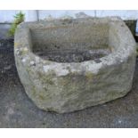 A weathered granite D trough 27 x 22in