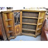An Edwardian mahogany and satinwood cross banded glazed corner low bookcase the satinwood cross