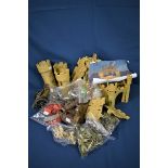 A toy fort together with cannon, model figures, toy soldiers etc (qty)