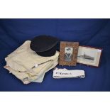 A collection of Royal Navy sailer's whites etc relating to P De Garis, to include white's; belt;