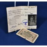 An Occupation identity card for Miss Edith Pitschou plus a one Reichsmark note.