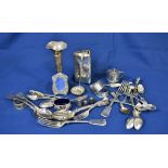 A large quantity of various silver and plated cutlery etc to include fiddle pattern table/soup &
